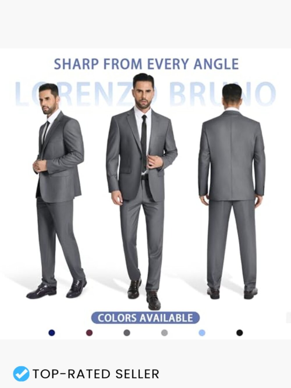 Slim Fit One Button Suit Jacket Pants Set Classic Business Wedding Formal - Picture 3 of 7